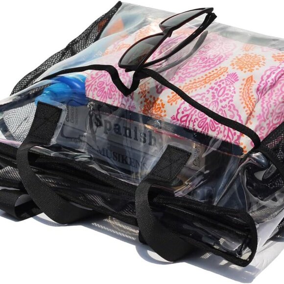 Lightweight Clear Tote Bag with Strong Shoulder Strap - 19x6x14 for Easy Carry - Picture 4 of 9